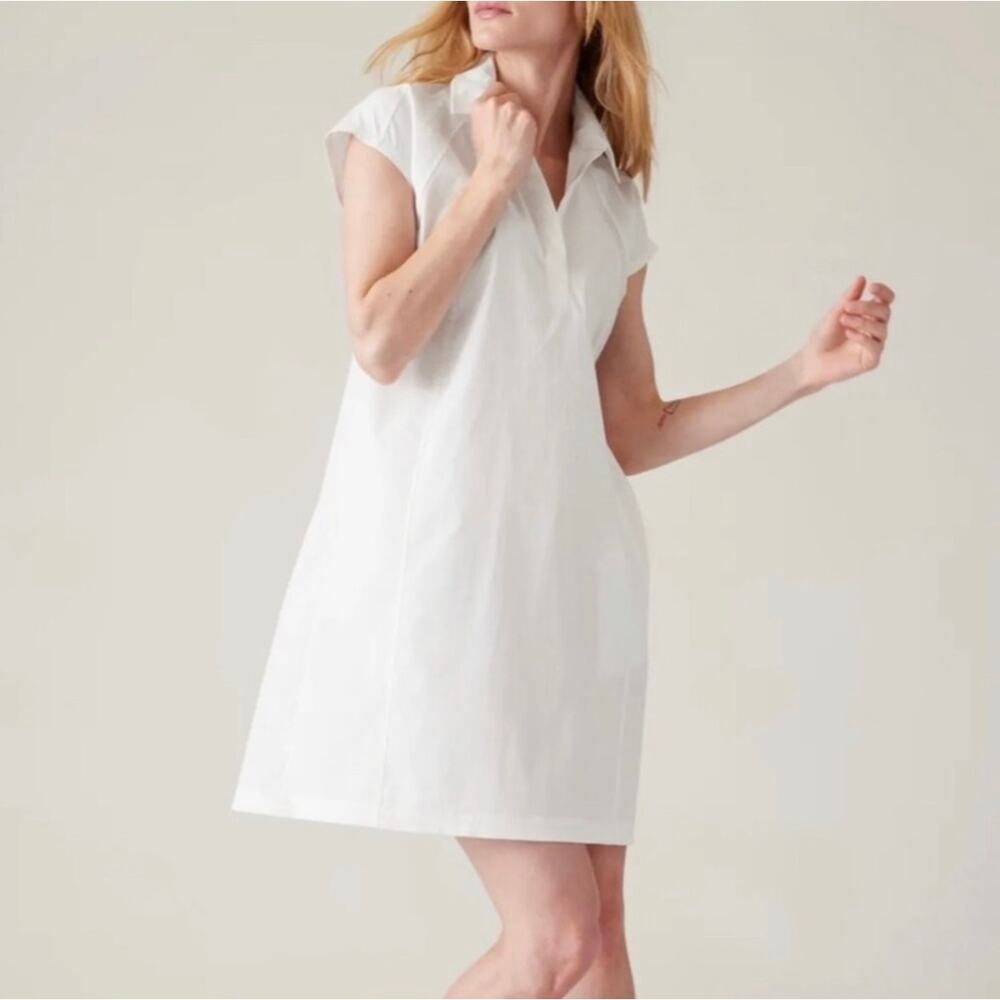 Athleta Performance Poplin Dress in "Bright White" Size Large